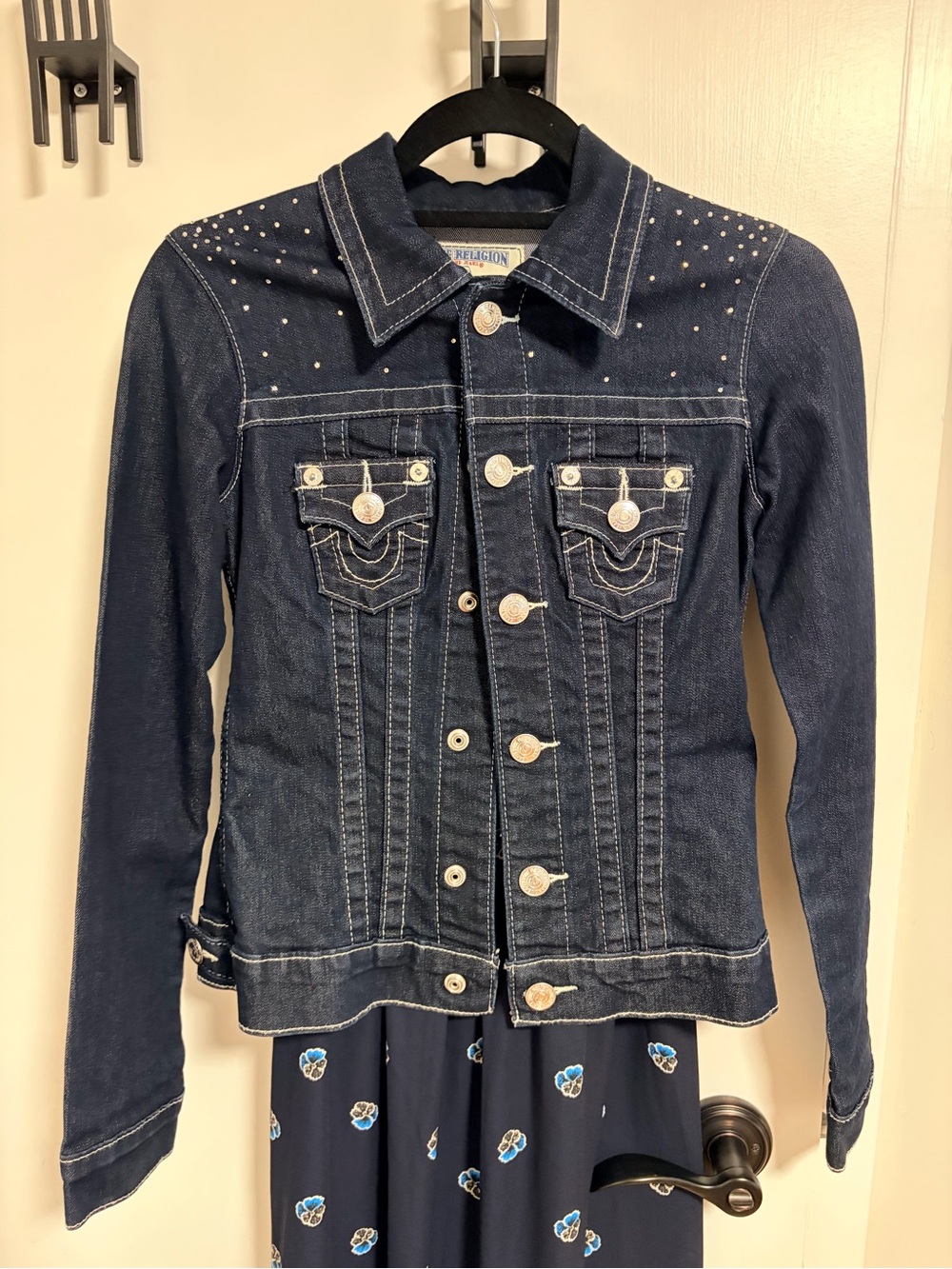 True Religion Dark Blue Studded Denim Jean Jacket